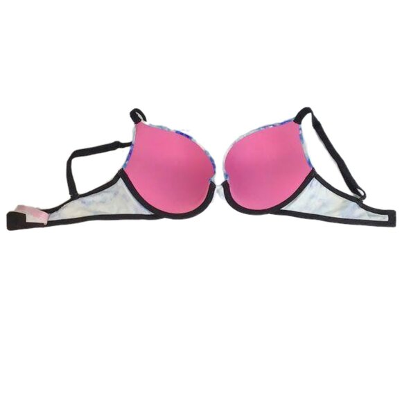 PINK Victoria Secret 34C Push Up Bra Underwire Blue Tie Dye Adjustable Straps - Picture 4 of 8